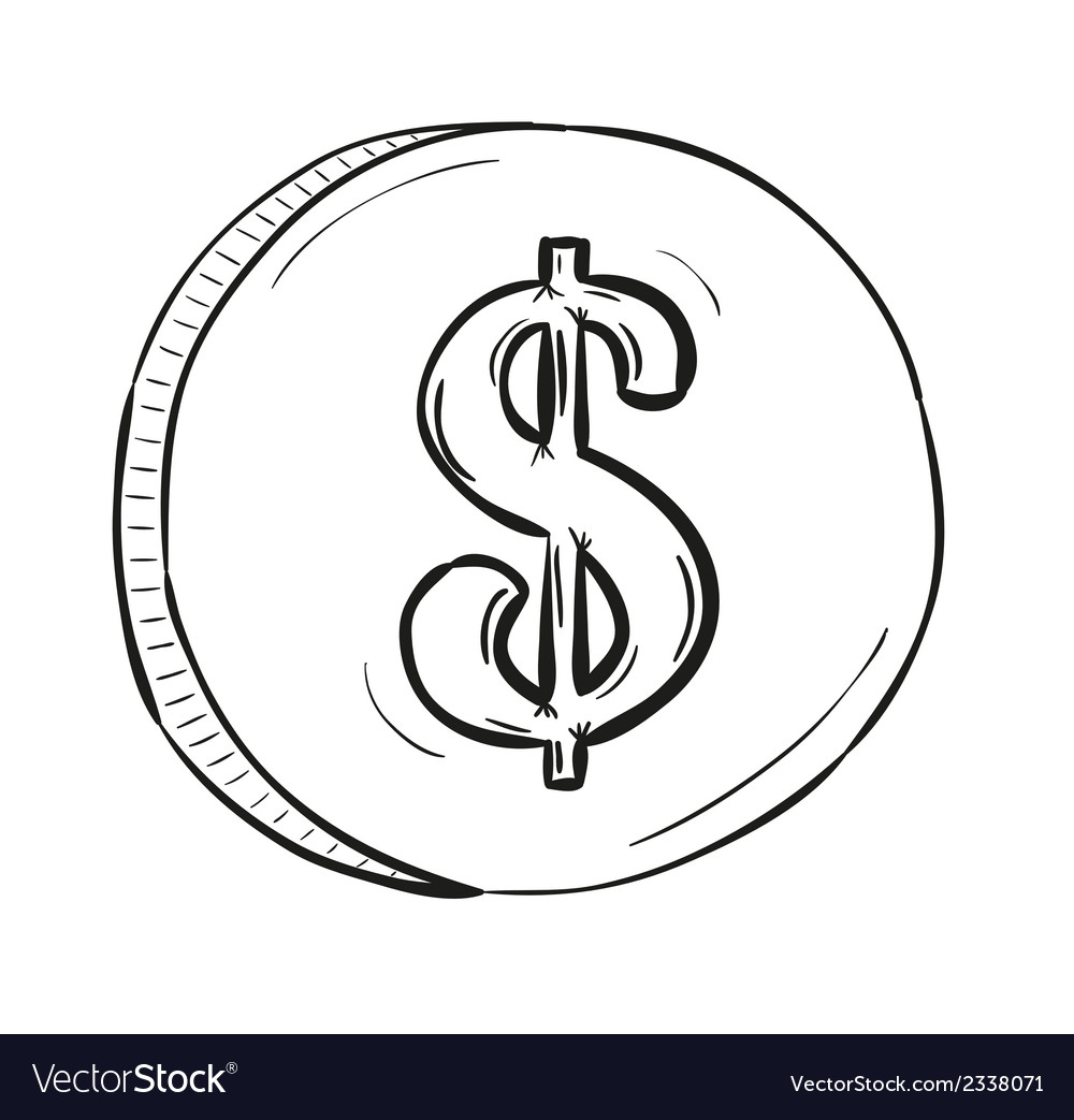 Sketch coin Royalty Free Vector Image VectorStock