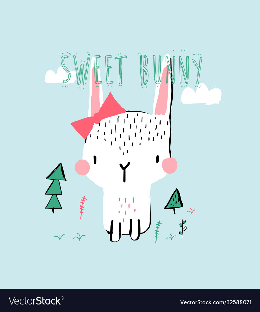 Sweet bunny print design with slogan