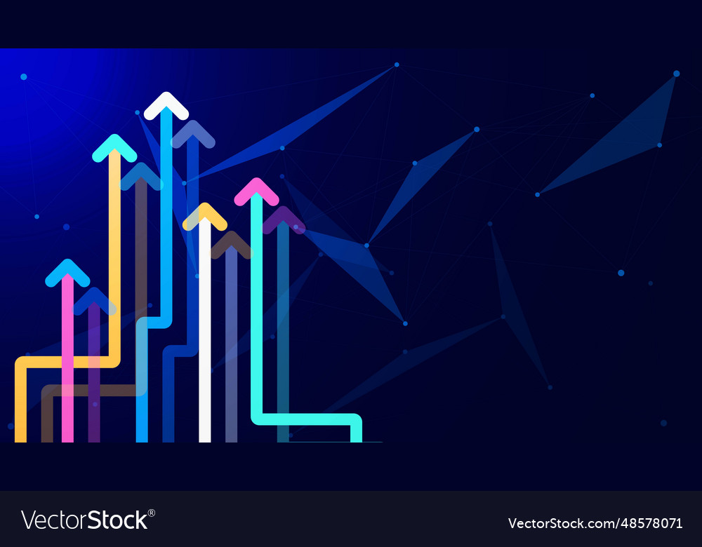 Up arrows with plexus for financial investment vector image Up arrows with plexus for financial investment