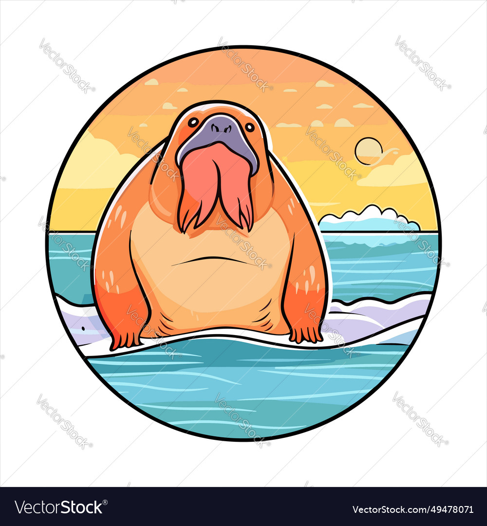 Walrus cute funny cartoon kawaii colorful