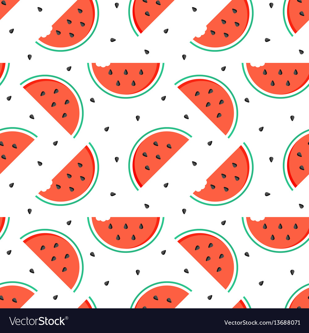Watermelon slices with seeds seamless pattern vector image Watermelon slices with seeds seamless pattern