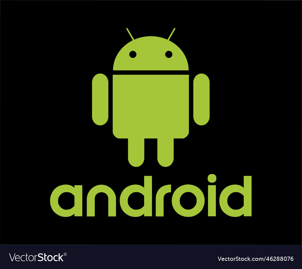 Android operating system icon symbol with name Vector Image Android operating system icon symbol with name