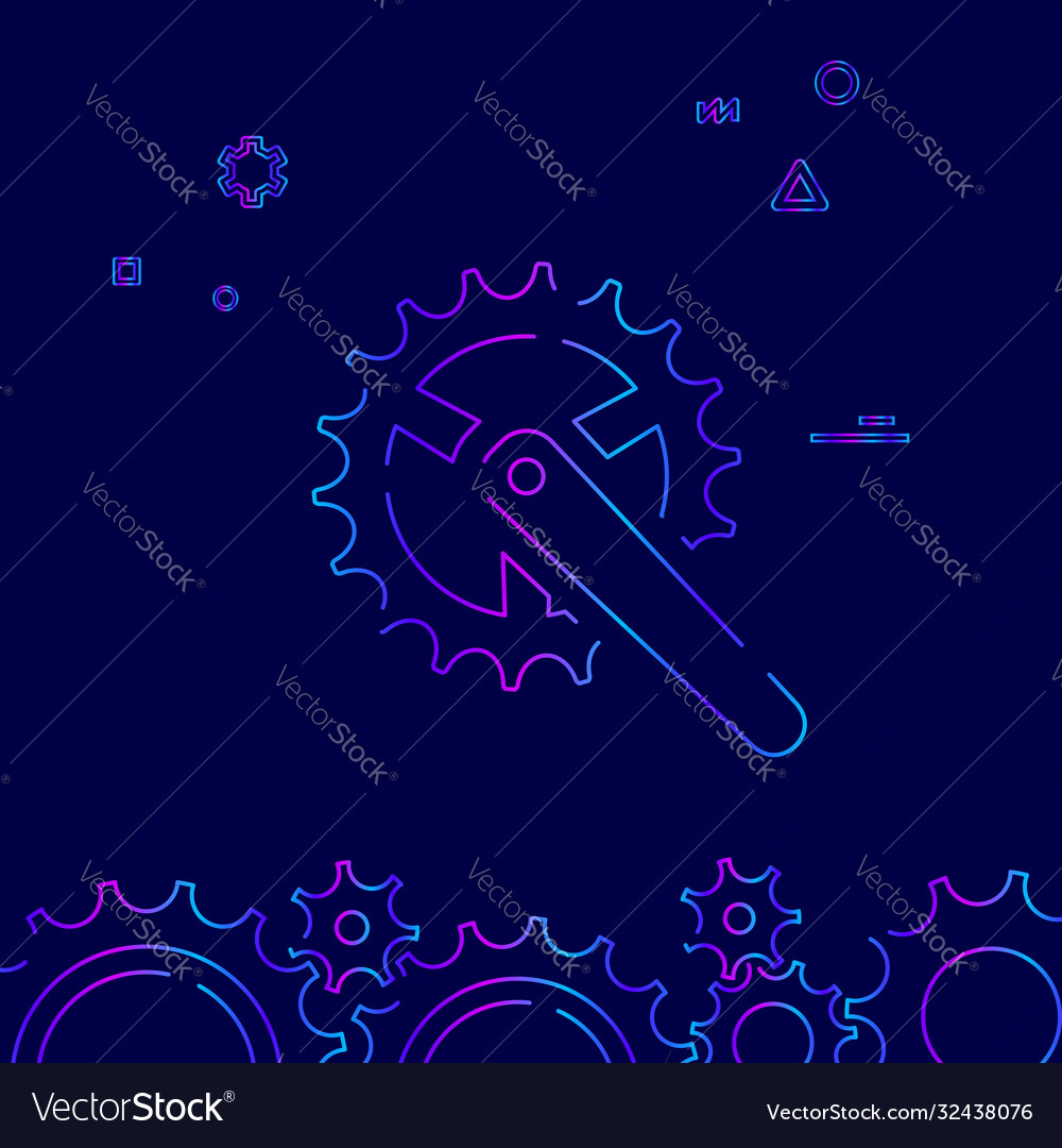 Bike or bicycle chainring line icon symbol