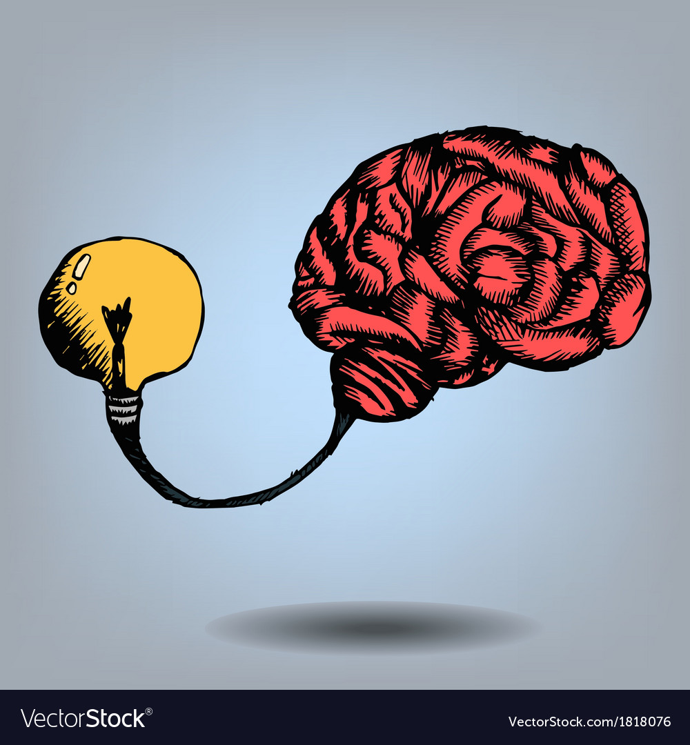 Brain and bulb light Royalty Free Vector Image