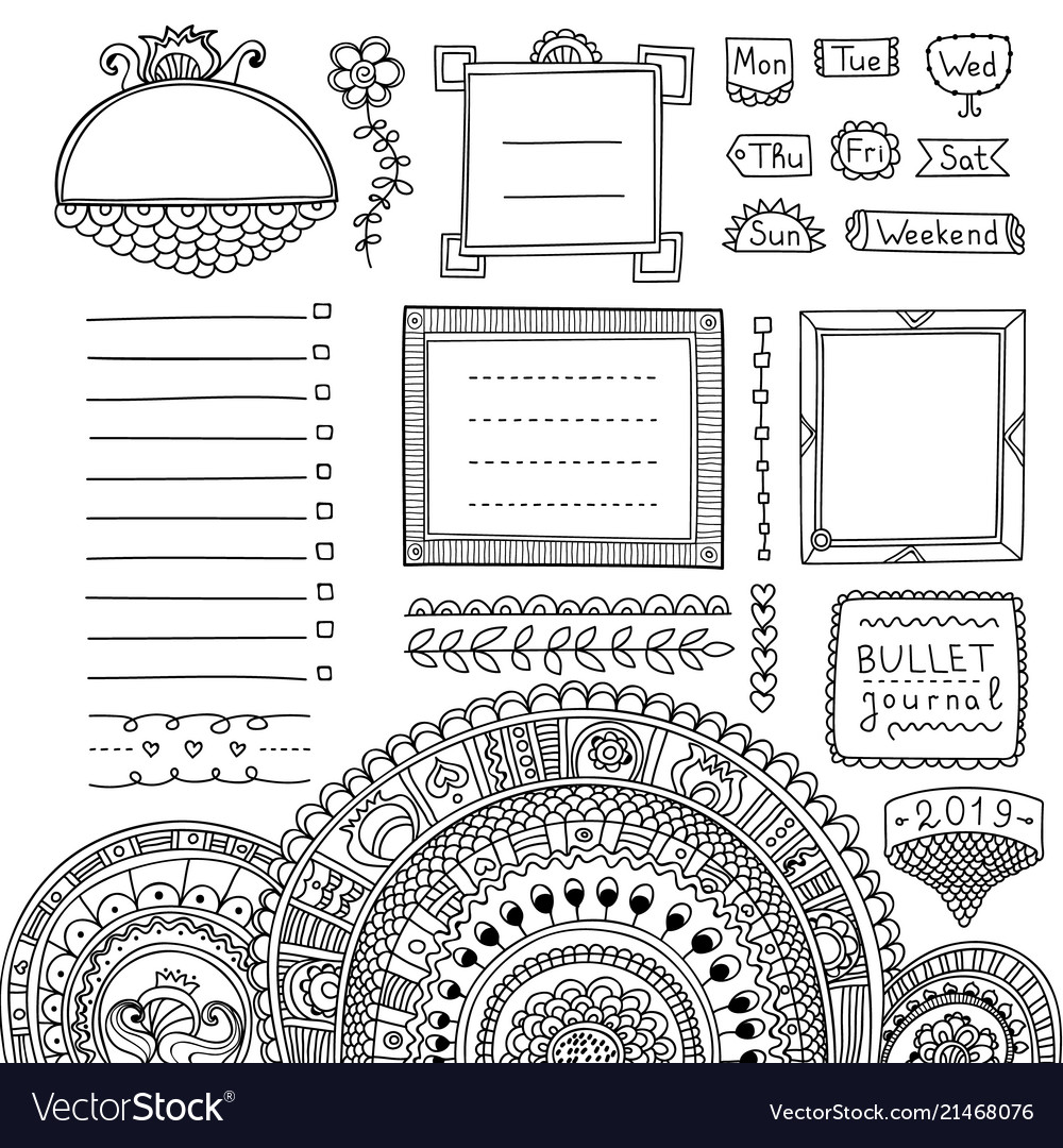 Bullet journal diary doodle elements and stickers 10876478 Vector, stickers  bullet journal 