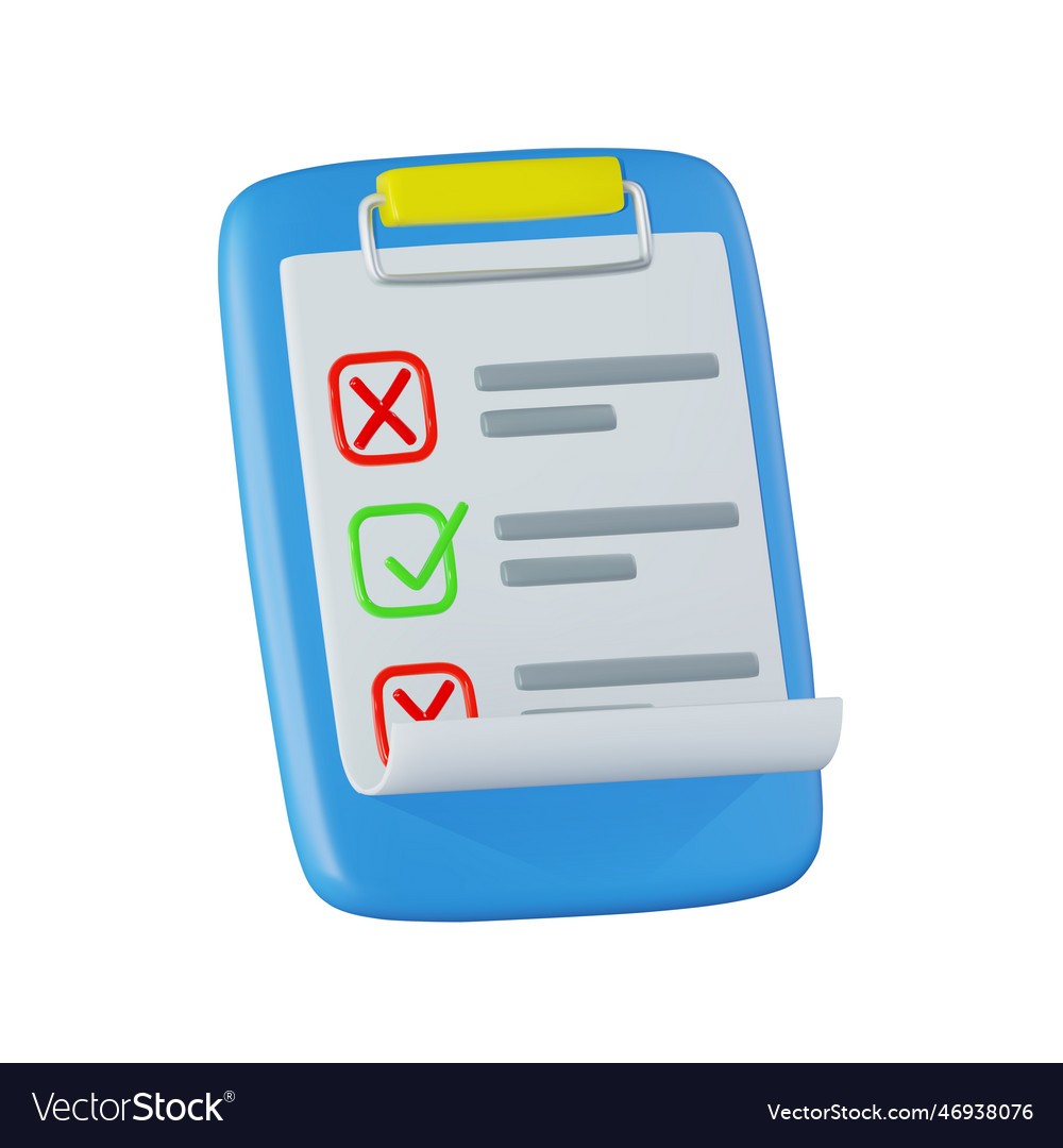 Checklist render with a checkmark and cross