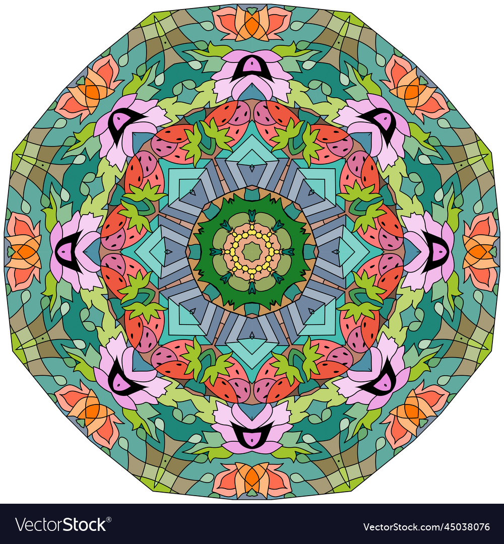 Colorful cute mandala decorative unusual round Vector Image