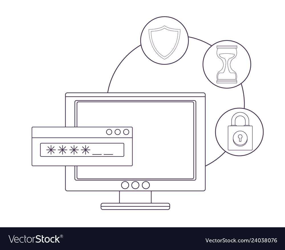 Computer with switch vector image Computer with switch