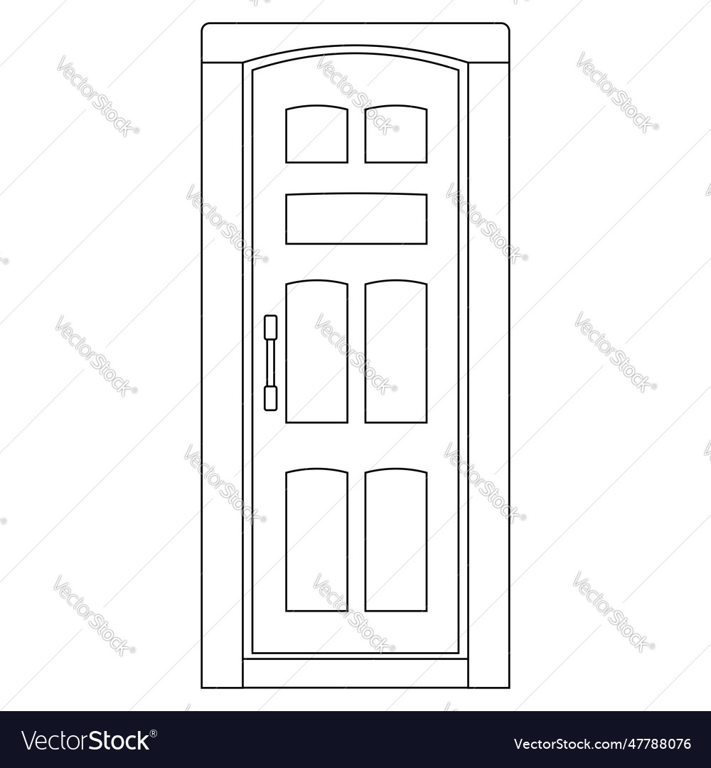 Door outline with knob isolated on white Vector Image