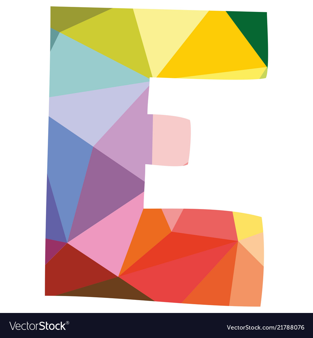 E colorful letter isolated on white background Vector Image