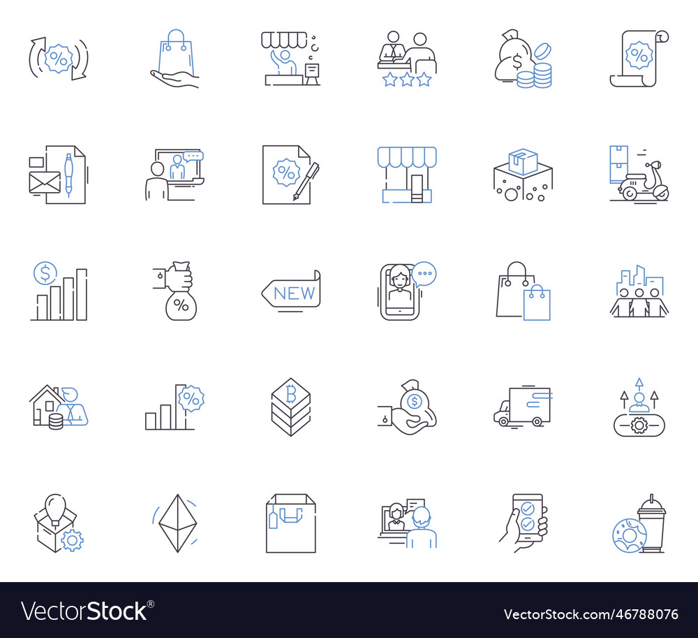 Financial markets line icons collection stocks Vector Image