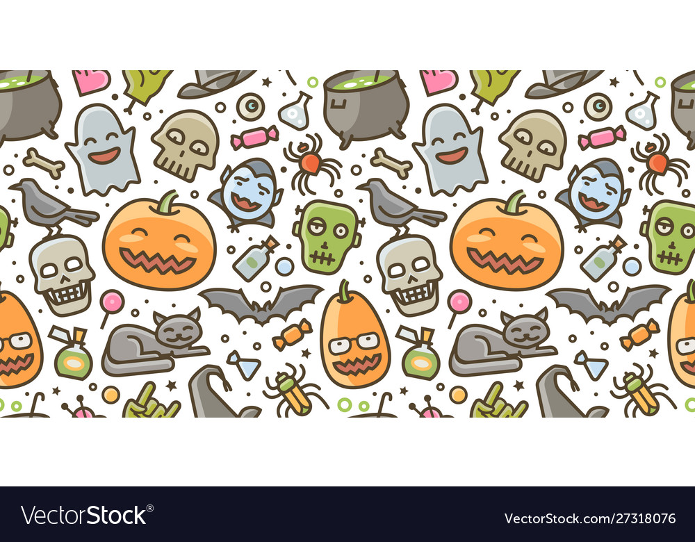 Halloween Party Colorful Seamless Background Vector Image Halloween Party Colorful Seamless Background Vector Image