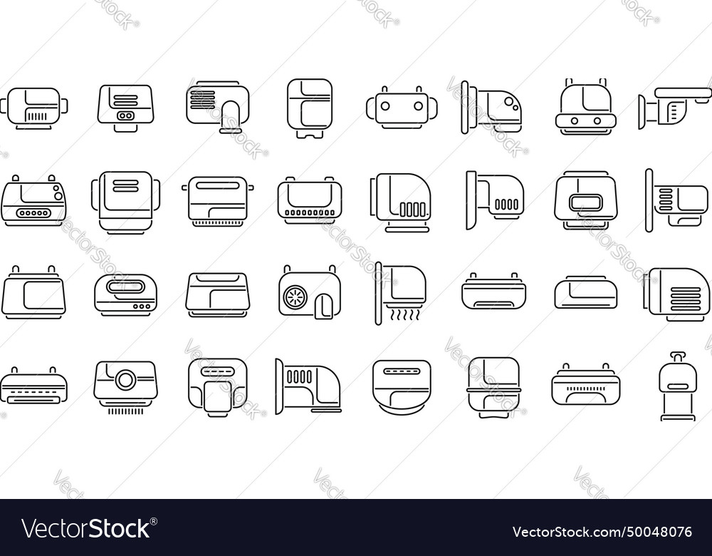 Hand Dryer Icons Set Outline Washroom Royalty Free Vector