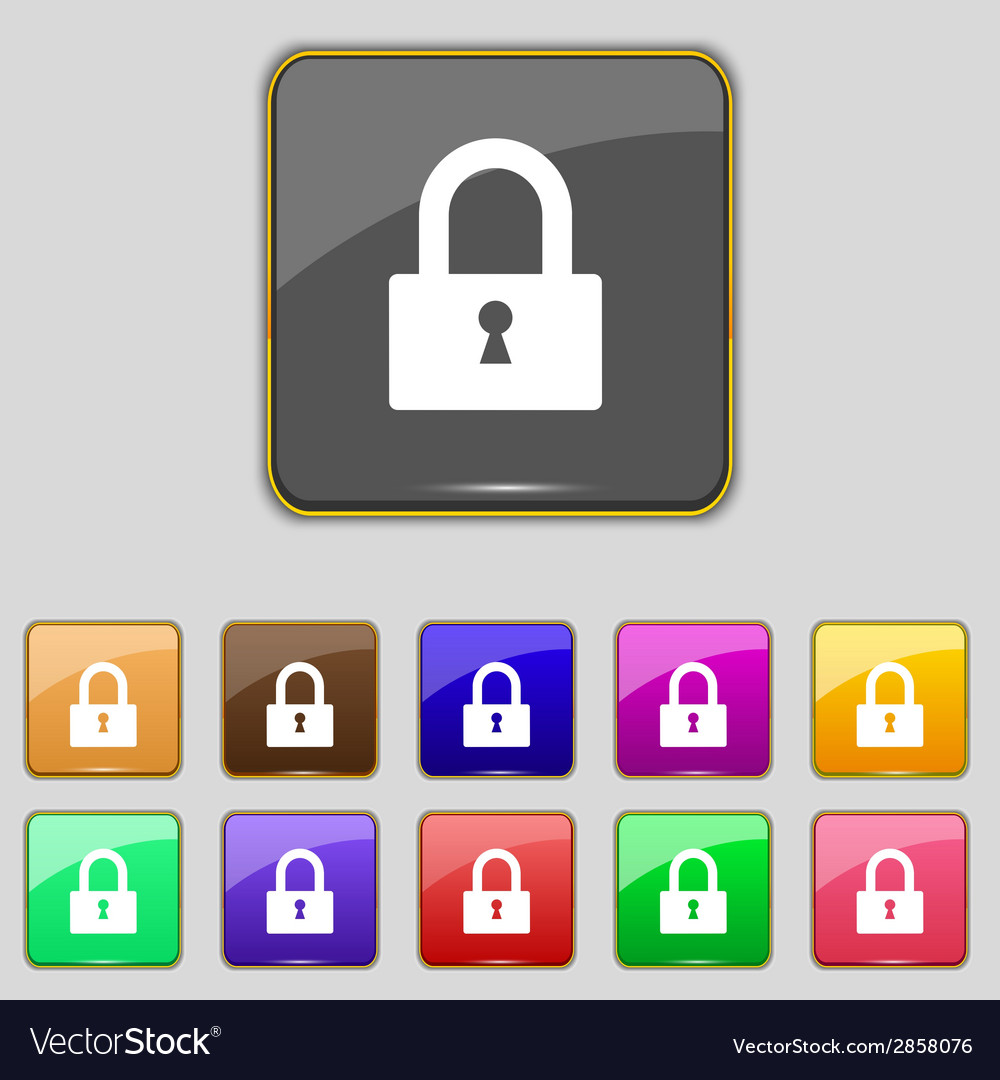 Lock sign icon locker symbol set colourful buttons