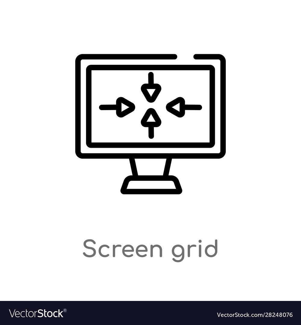 Outline screen grid icon isolated black simple