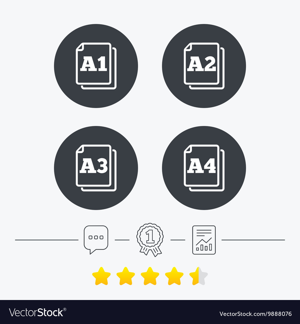 Paper size standard icons document symbol
