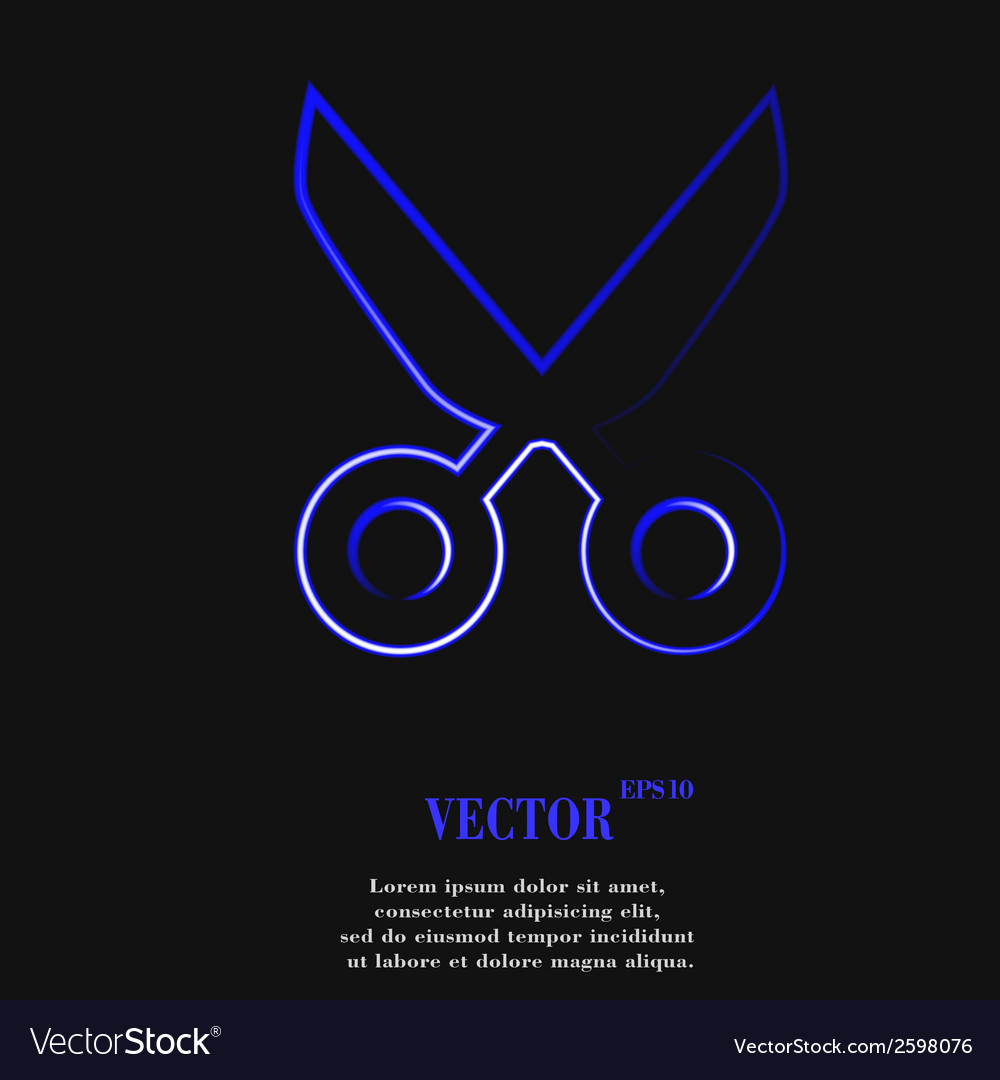 Scissors flat modern web button and space for your