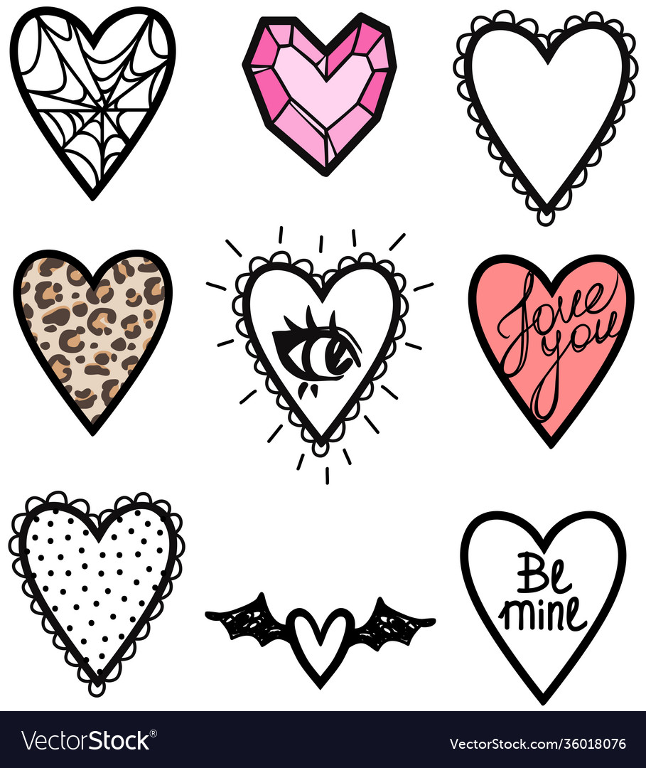 Set hearts in a leopard print vector image Set hearts in a leopard print