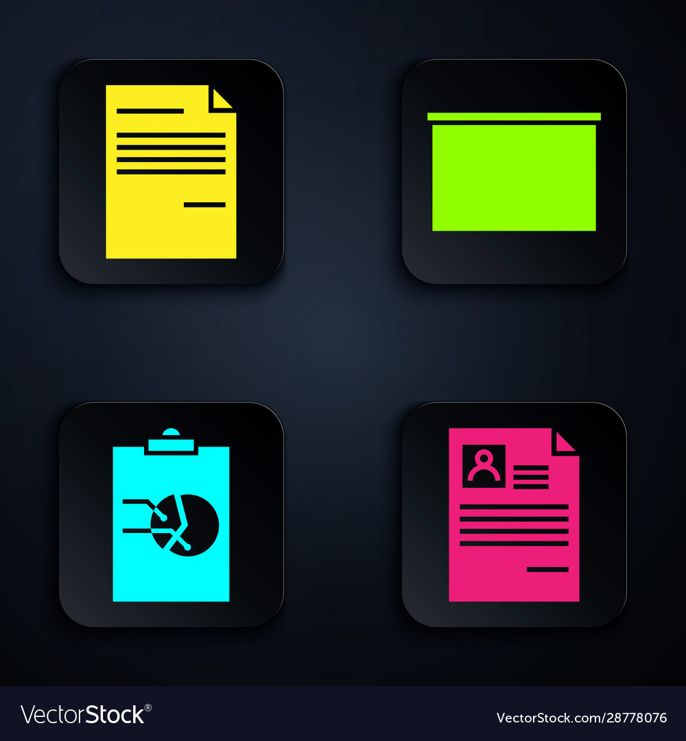 Set resume document clipboard with graph chart vector image Set resume document clipboard with graph chart