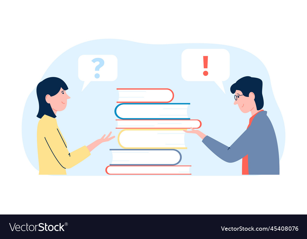 Smart students with books find answers exam Vector Image Smart students with books find answers exam
