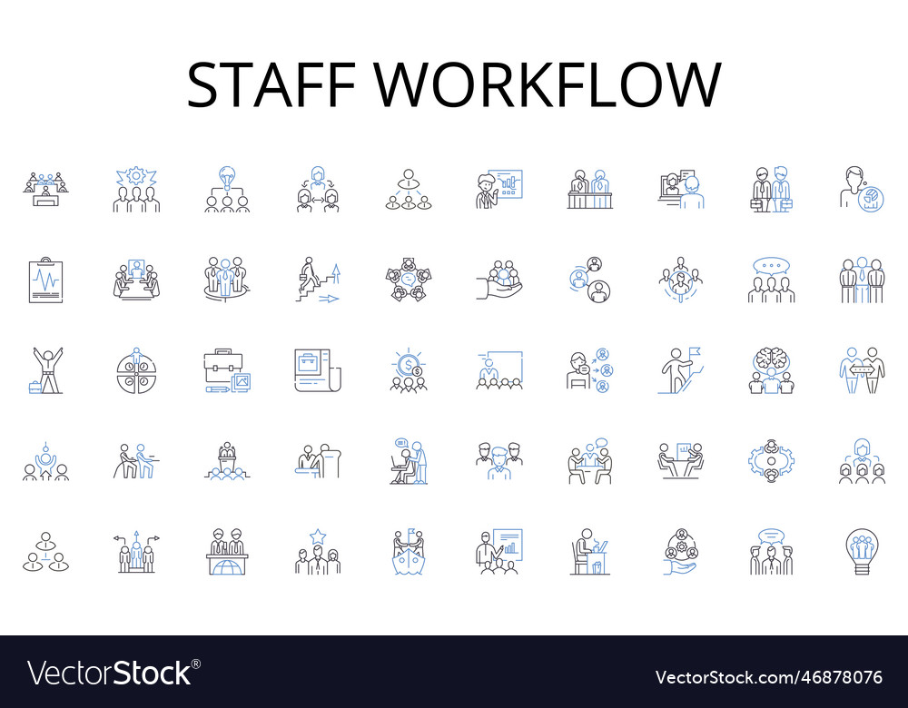 Staff workflow line icons collection data vector image Staff workflow line icons collection data