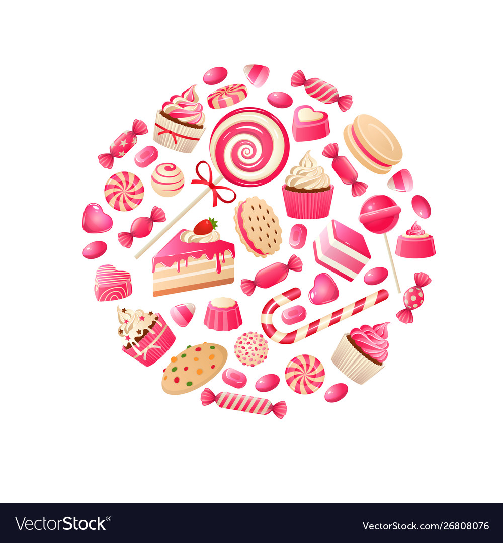 Sweet candy chocolate bars lollipop bonbon Vector Image