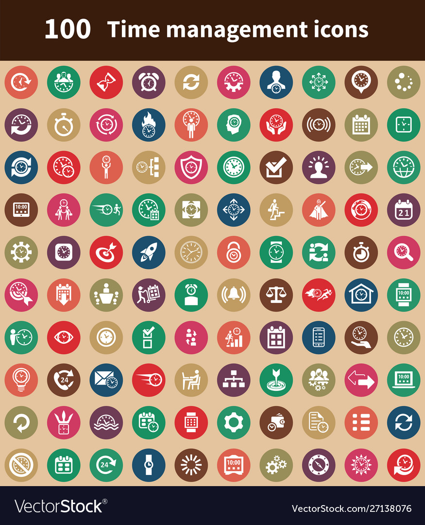 Time management 100 icons universal set for web
