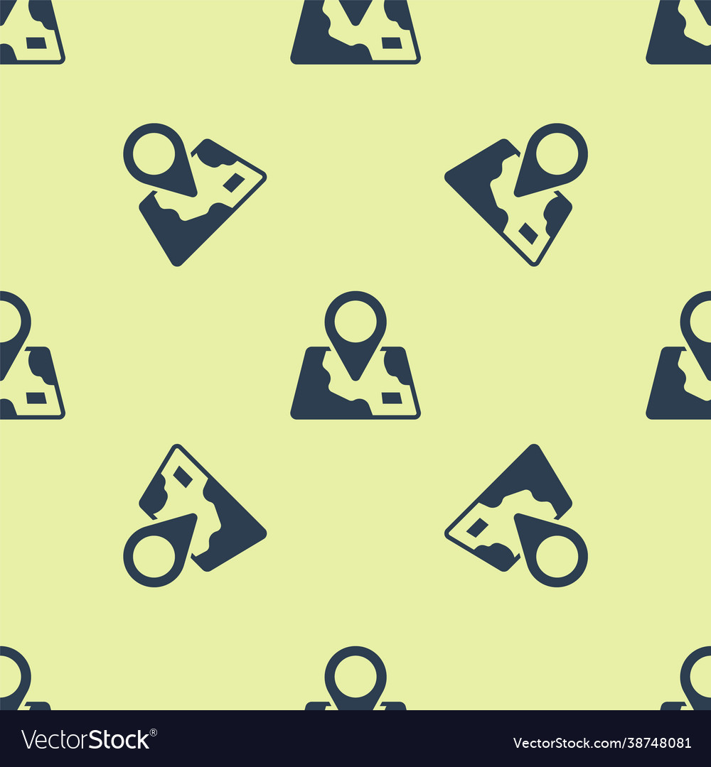 Blue folded map with location marker icon isolated vector image Blue folded map with location marker icon isolated