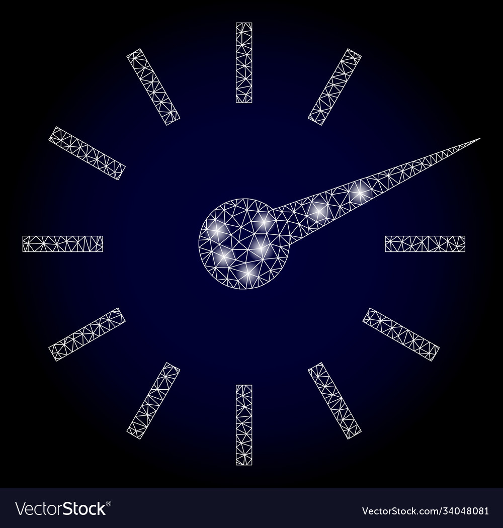 Bright web mesh clockface with light spots vector image Bright web mesh clockface with light spots