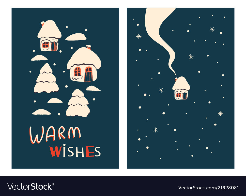 Christmas greeting cards with houses Royalty Free Vector