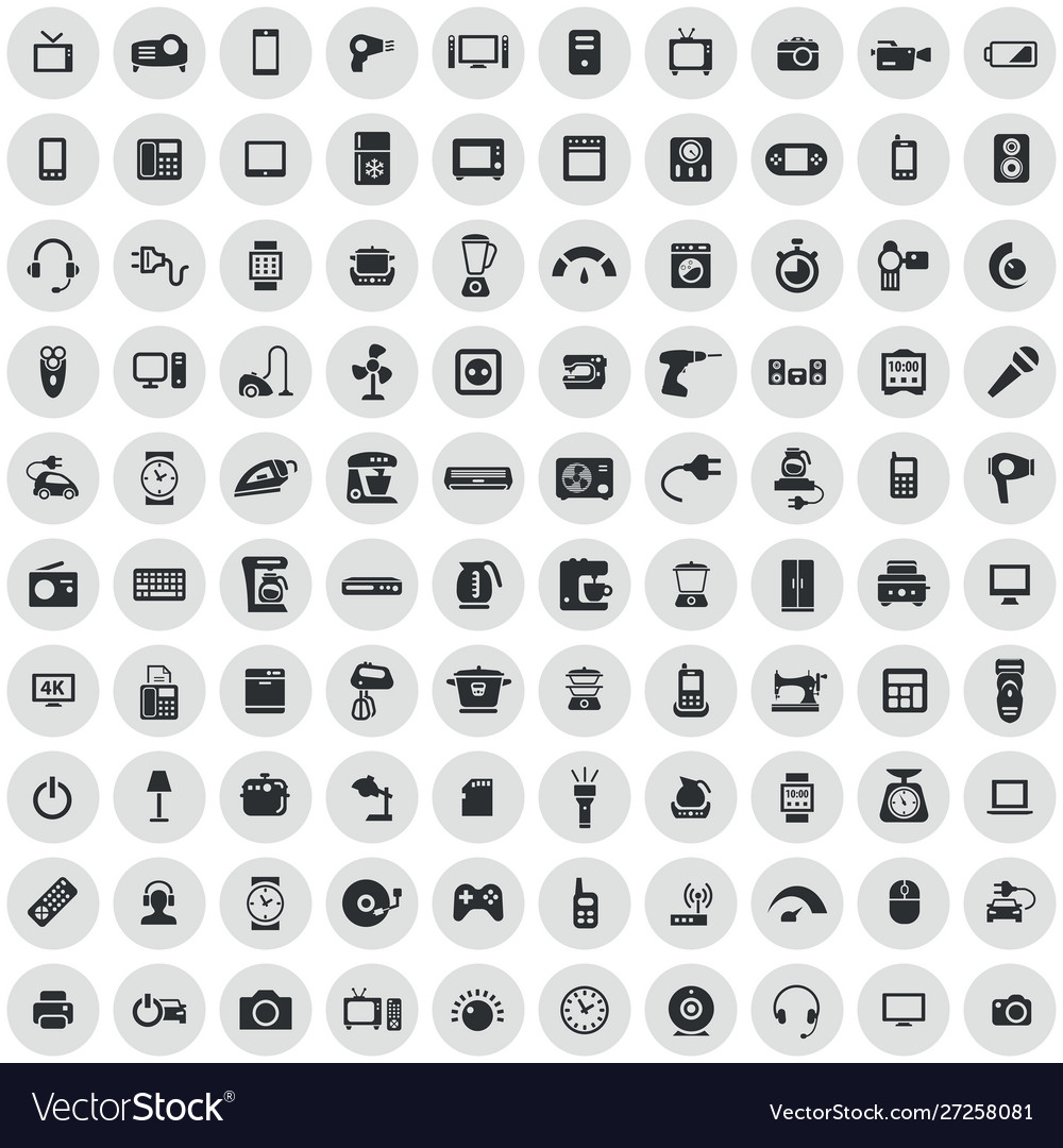 Elektronik 100 Icons Universalset für Web und ui