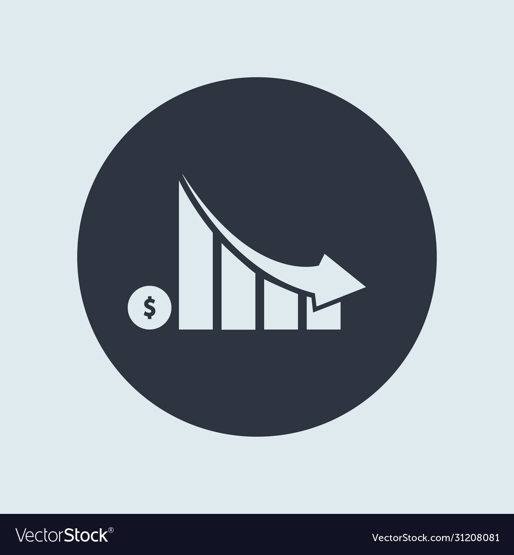 Falling graph dollar white color down simple Vector Image Falling graph dollar white color down simple