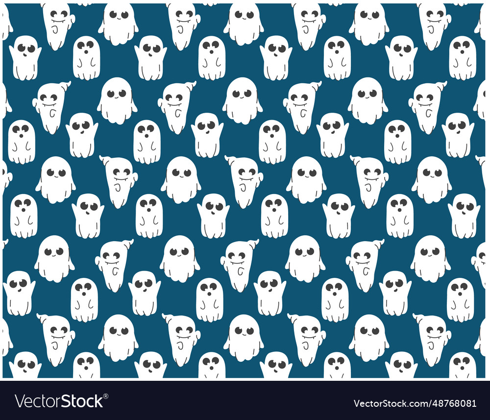 Ghost cute pattern flat and line style vector image Ghost cute pattern flat and line style