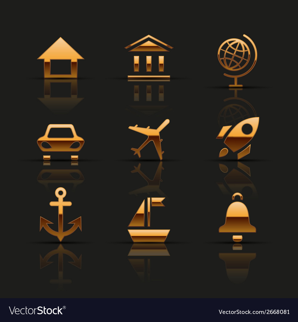 Golden web icons set