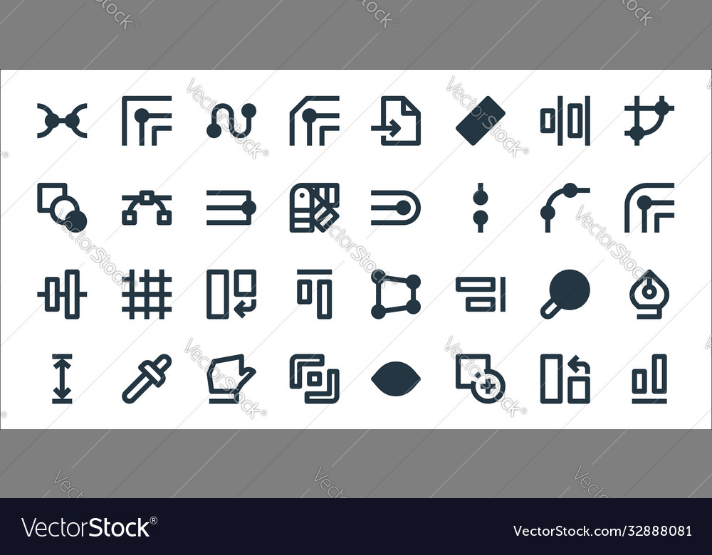 Graphic design line icons linear set quality vector image Graphic design line icons linear set quality
