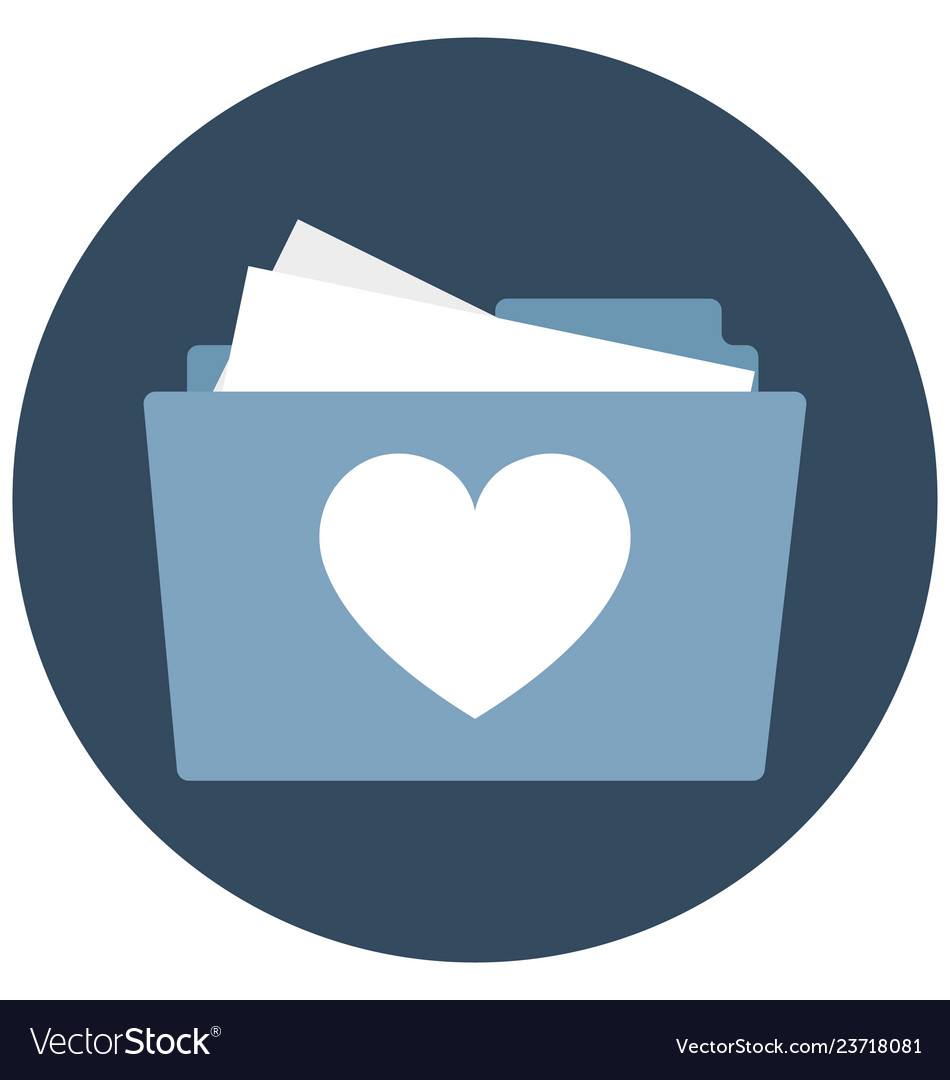 Heart on folder isolated icon editable