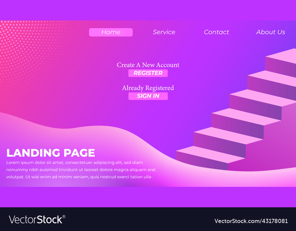 Landing page template created with simple 3d Vector Image Landing page template created with simple 3d