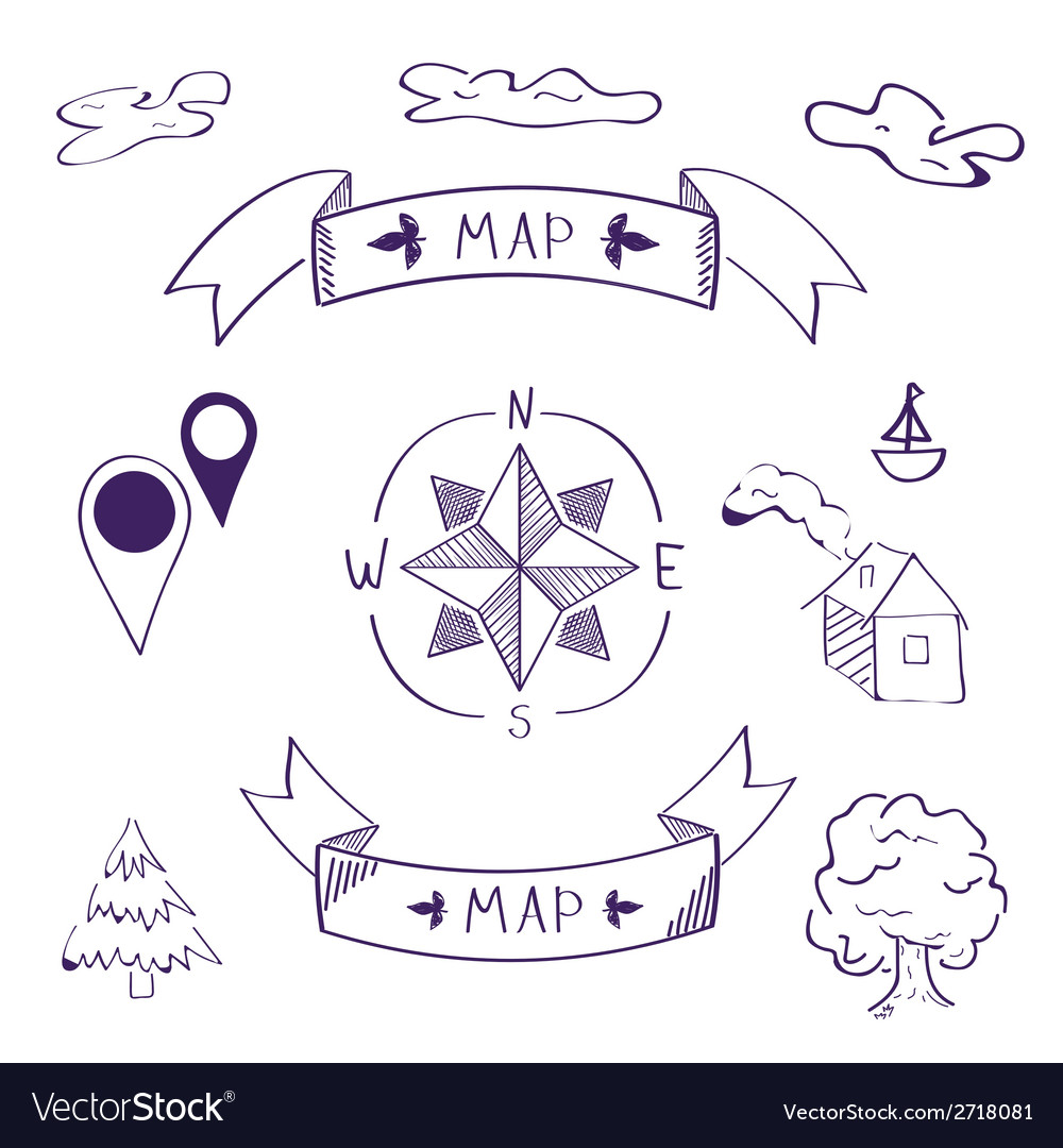 Map of sketch Royalty Free Vector Image - VectorStock