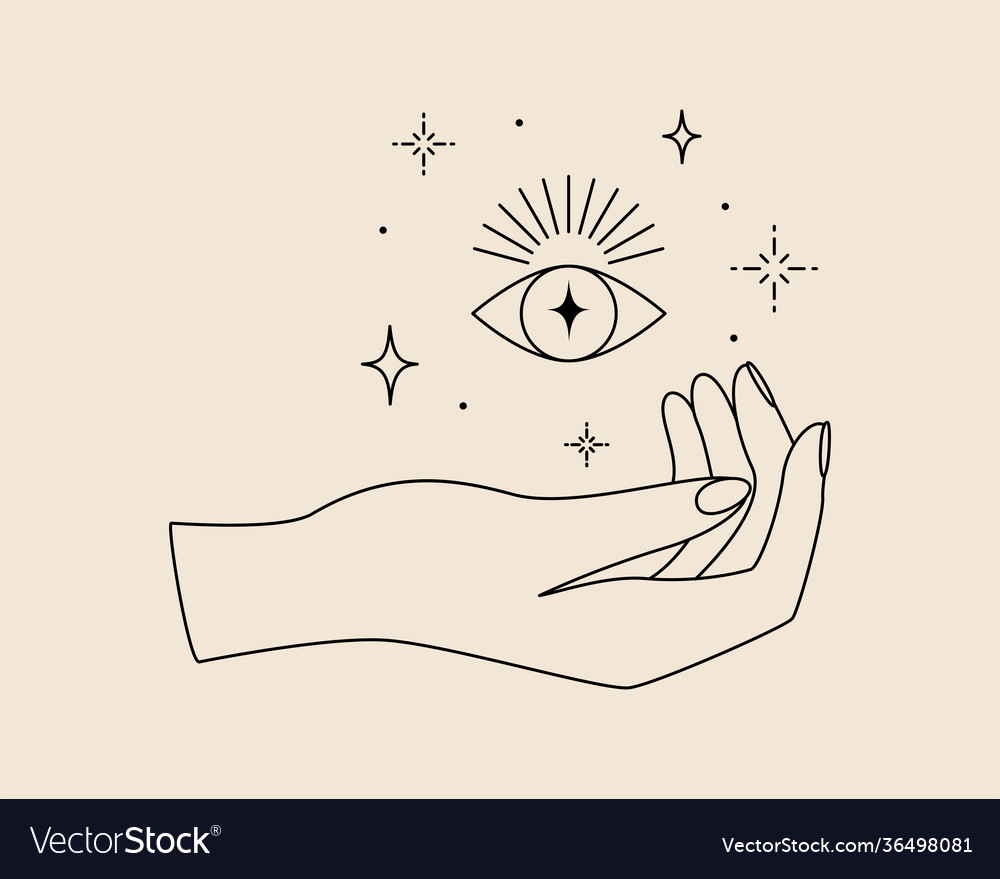 Mystical logo with magic symbol hand eye Vector Image