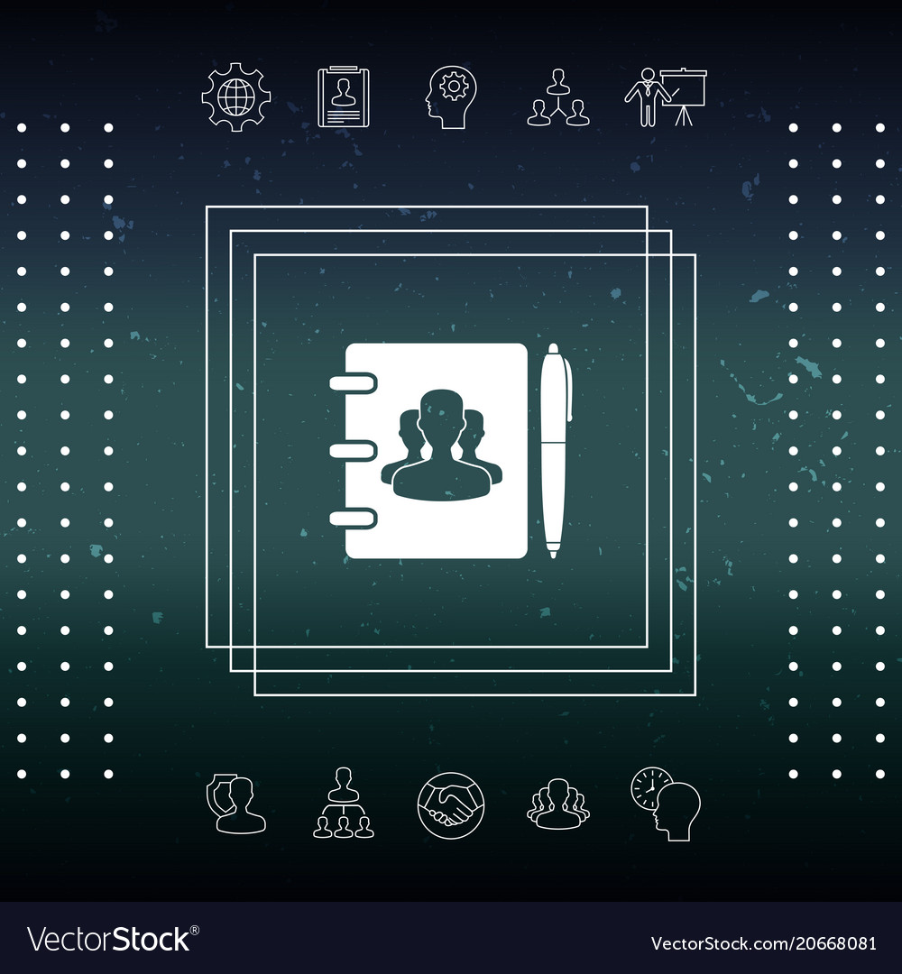 Notebook address phone book with symbol of group vector image Notebook address phone book with symbol of group