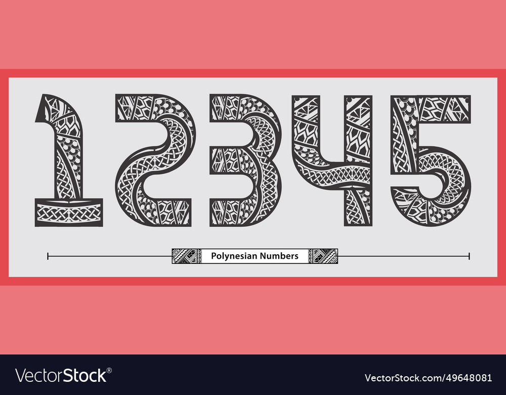 Numbers polynesian style in a set12345