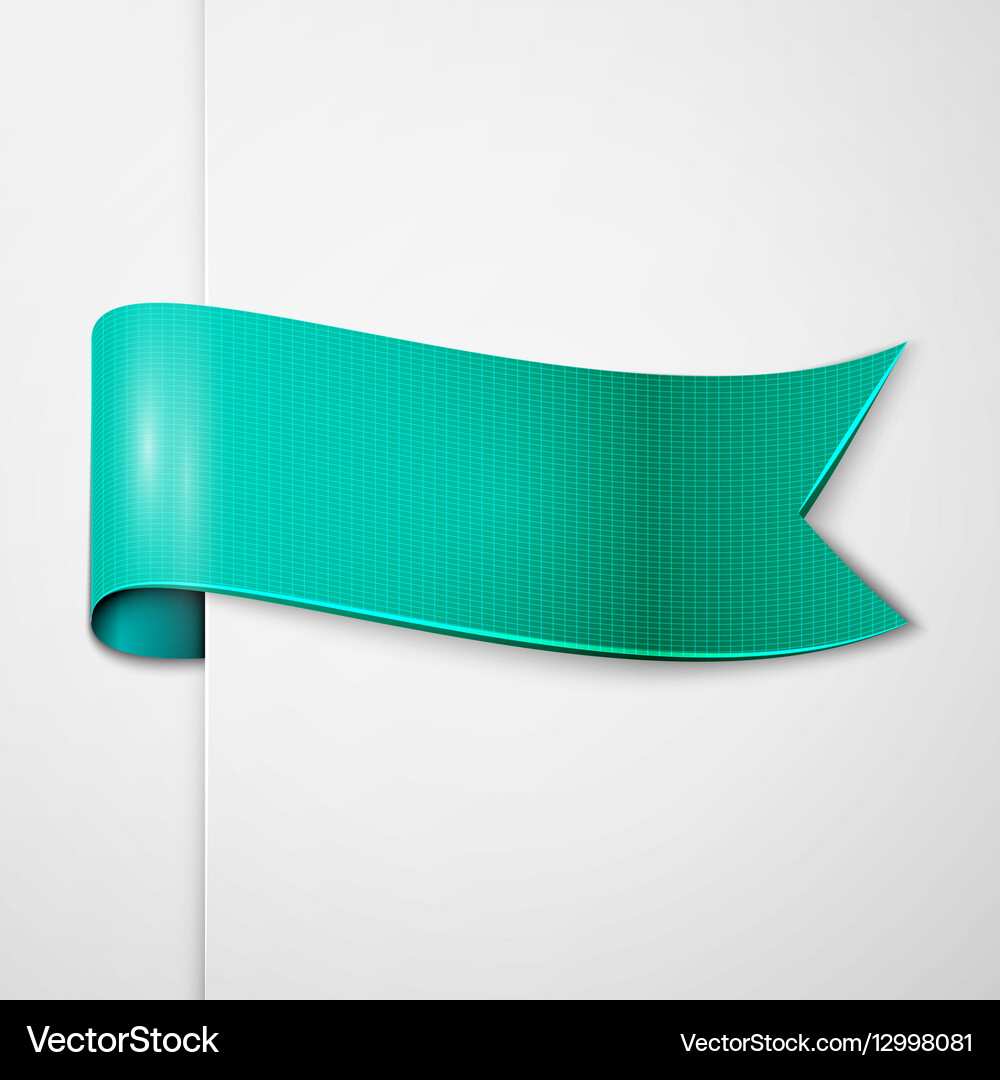 Realistic shiny aqua ribbon isolated on white Vector Image