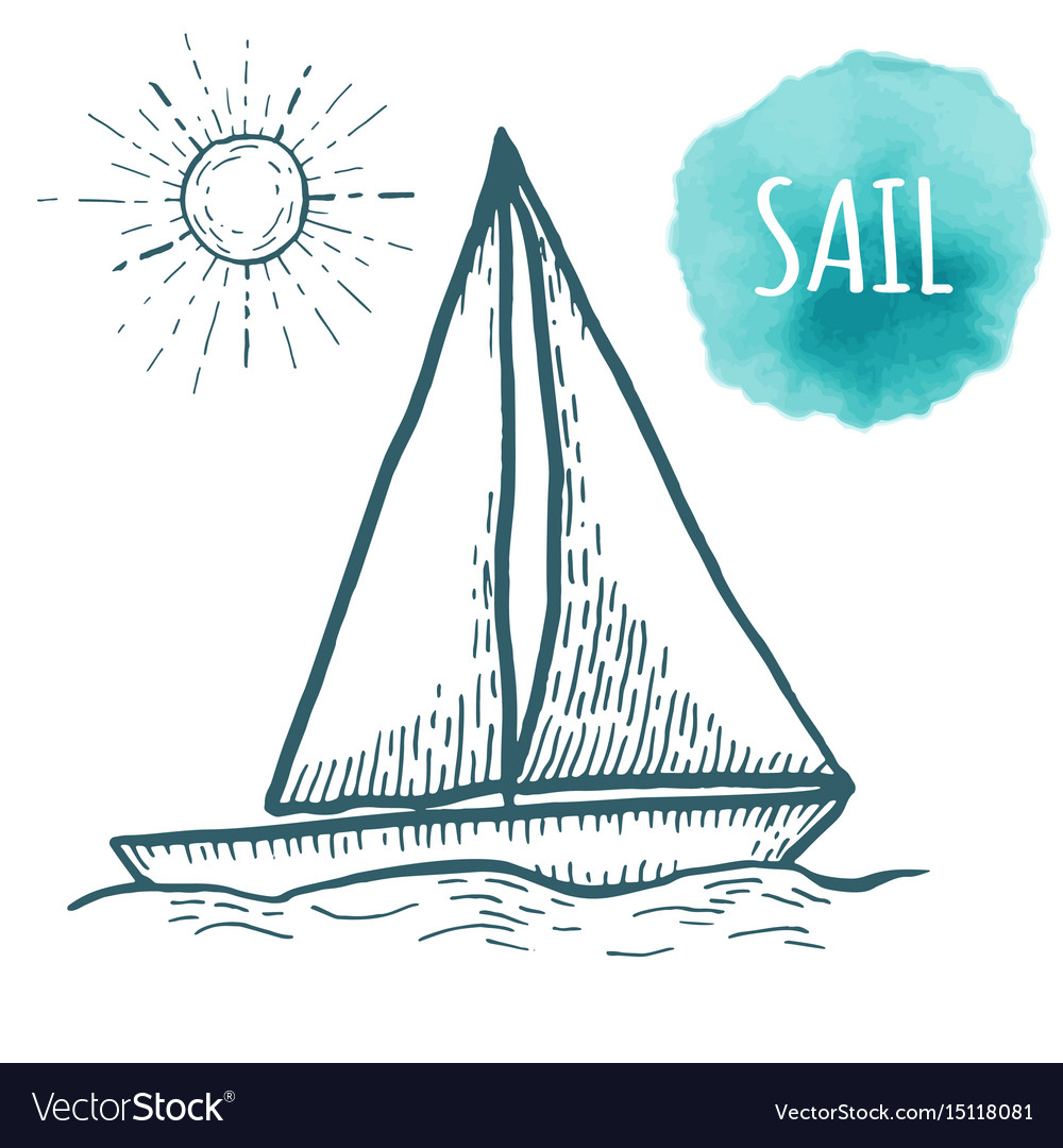 Sail drawing on white background hand drawn