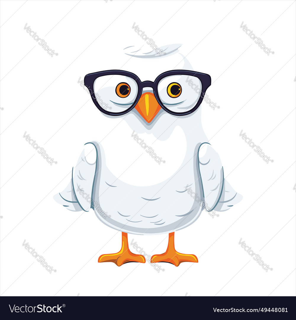 Seagull Cute Funny Cartoon Kawaii Clipart Vector Image