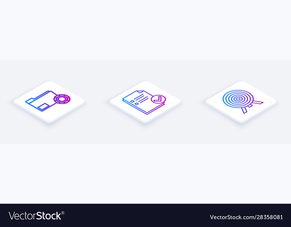 Set isometric line folder settings with gears Vector Image Set isometric line folder settings with gears