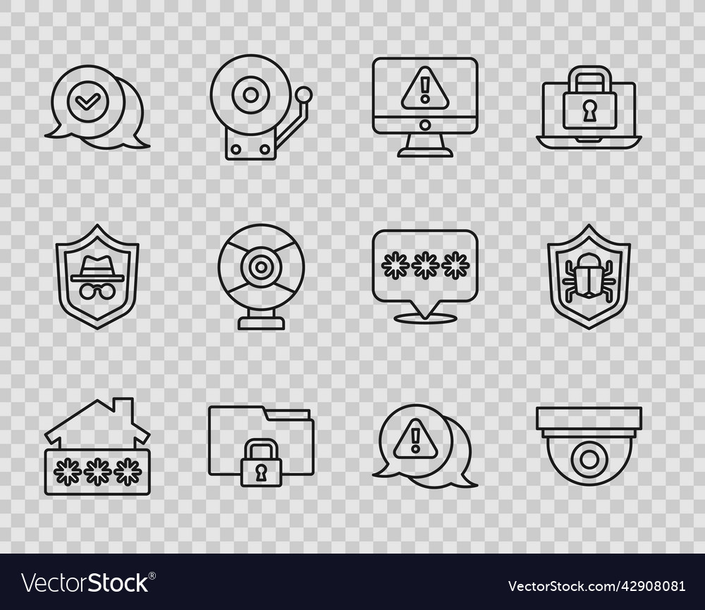 Set line house with password security camera vector image Set line house with password security camera