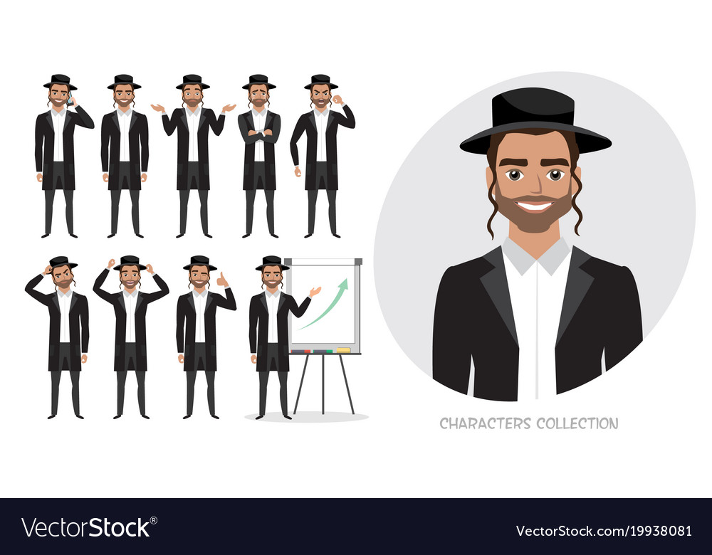 Set of emotions for jew business man