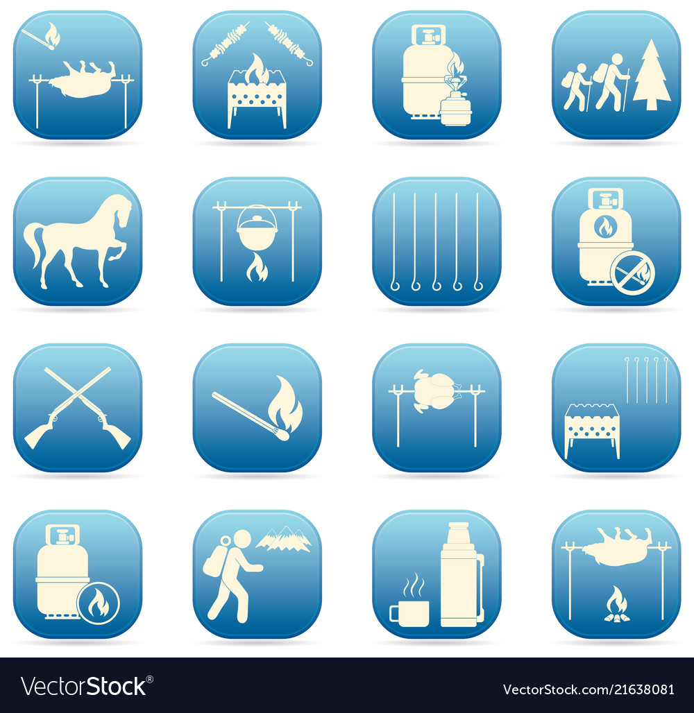 Set von Reise- und Campingausrüstung Icons