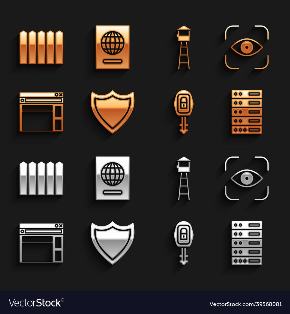 Set shield eye scan server data web hosting vector image Set shield eye scan server data web hosting