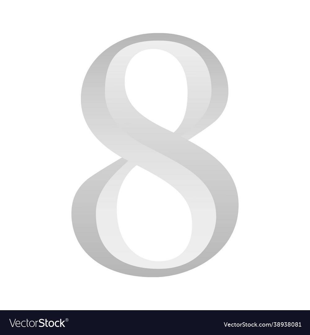 Silver number eight with gradient vector image Silver number eight with gradient